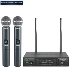 Phenyx Pro Wireless Microphone System, Dual Two Handheld Mics, Black