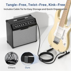 30ft TRS Cable 2-Pack, Right-Angled 6.35mm Male Jack Stereo