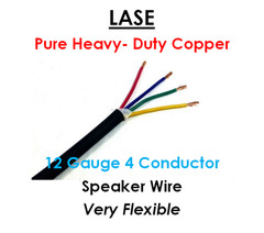 LASE 12 AWG Gauge 4 Conductor Heavy Duty Speaker Wire (Sold in 10 Ft Increments)