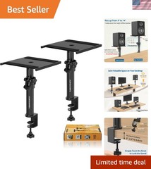 Height Adjustable Desk Clamp Speaker Stands – Set of 2 for Ultimate Audio