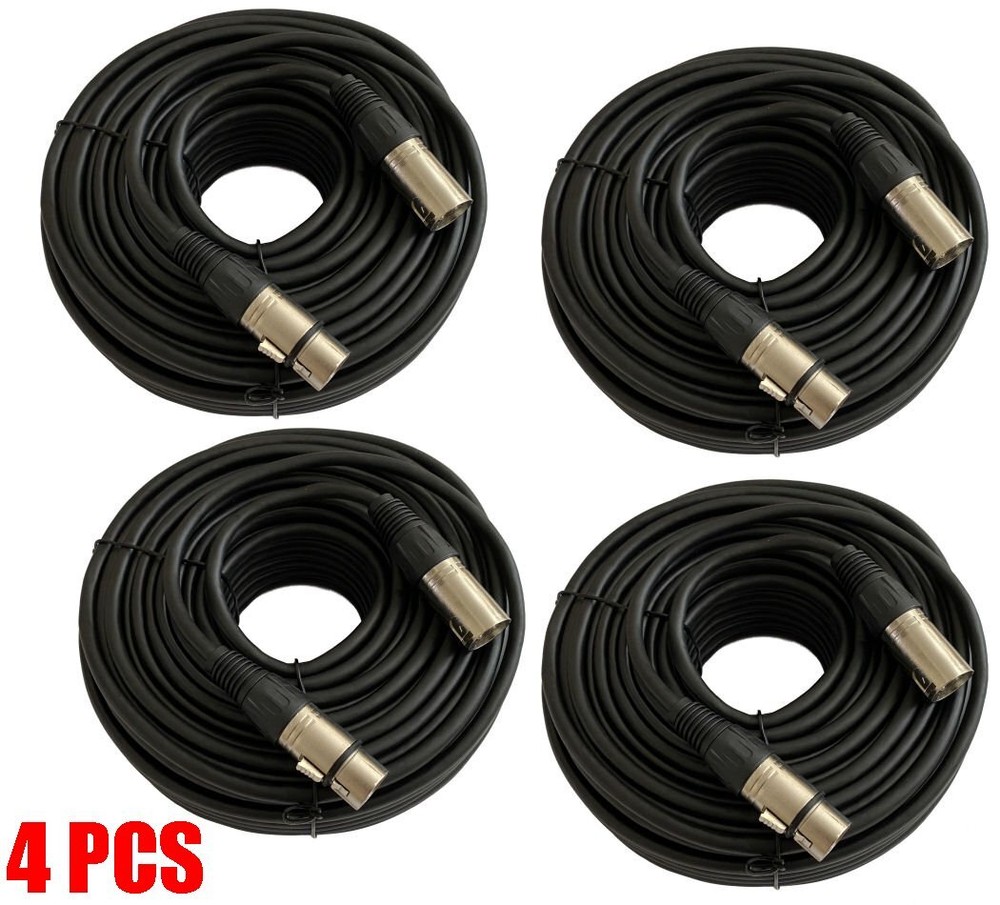 4 Pack 50FT Premium XLR 3Pin Male Female Mic Microphone Mixer Audio Cord Cable