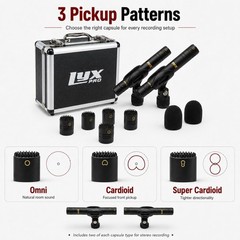 SDPC-2 Stereo Pair Small Diaphragm Condenser Microphones, XLR Pencil Mic Set …