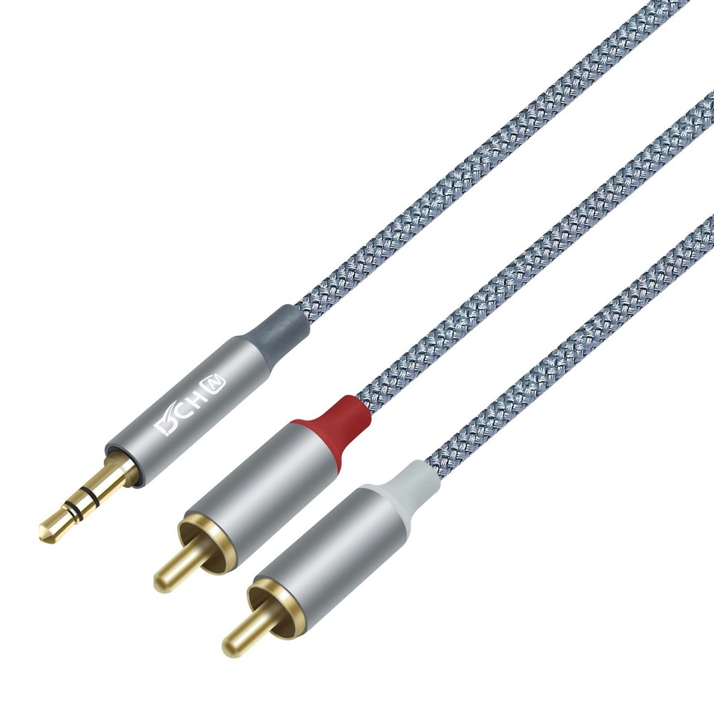 DCHAV 3.5mm to RCA Audio Cable 4ft 2 Male Aux Cord Adapter Headphone grey