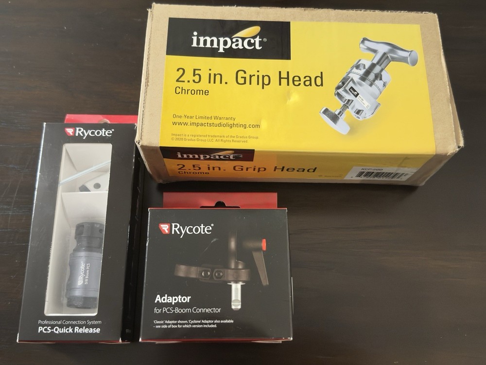 Rycote PCS Quick Release, Adapter For PCS Boom And Impact 2.5’ Grip Head Bundle