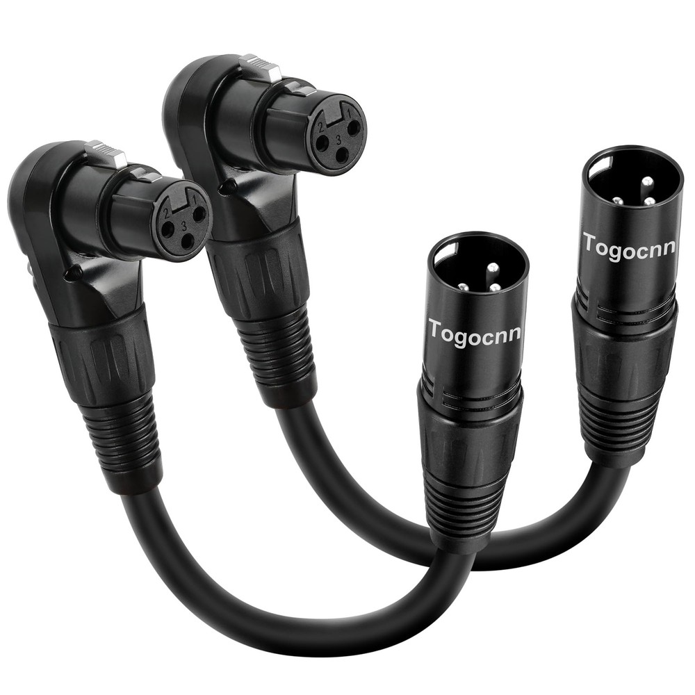 Togconn 2-Pack XLR Microphone Extension Cable Adapter 0.6 Feet, 90 Degree X…..