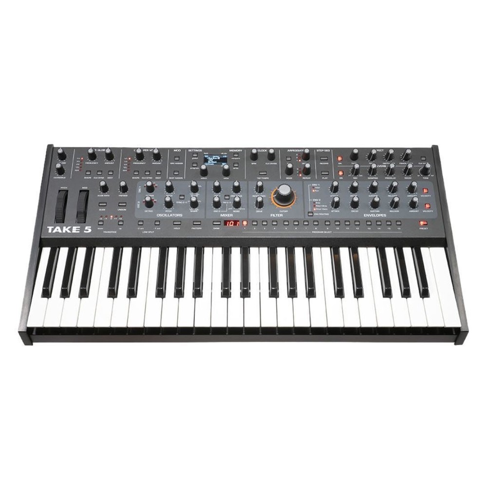 Sequential Take 5 Polyphonic 5 Voice Black Analog Synthesizer with 44 Keys