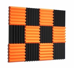 2″ Orange & Black Acoustic Wedge Soundproofing Studio Foam Tiles 12 Pack