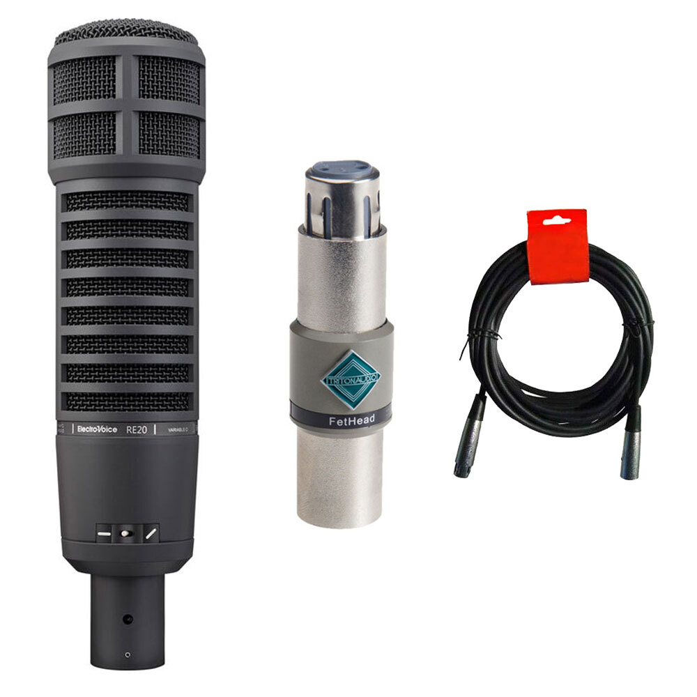 Electro-Voice RE20 Mic w/ Variable-D Bundle w/ Triton Audio In-Line Preamp & XLR