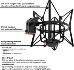 B Condenser Spider Microphone Shockmount, Anti Vibration and Isolation – Black