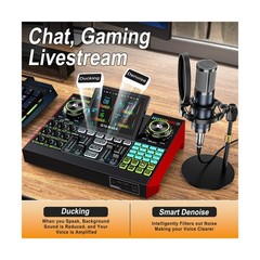 Podcast Equipment Bundle with Live Sound Card Audio Mixer, 3.5mm Condenser Mi…