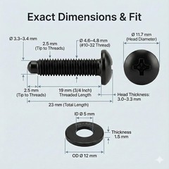 Rack Screws 10-32 and Nylon Washers Set, Carbon Steel, 50-Pack for Equipment …