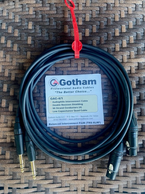Gotham GAC-4/1 XLRF-TRS Interconnect Cable Assembly- 3 foot PAIR