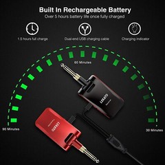 LEKATO Wireless Guitar System 2.4GHz Wireless Transmitter Receiver 6 Channels US