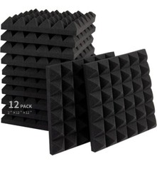 Acoustic Panels, 2″ X 12″ X 12″ Pryamid Foam Panels, Studio Wedge Tiles, 12 pc