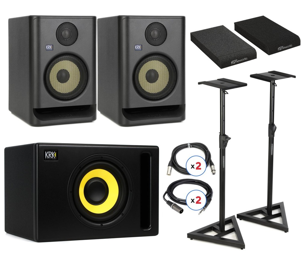 KRK ROKIT 5 G5 5 inch Powered Studio Monitor – Studio Bundle