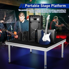 Portable Stage Platform 4x4ft Height Adj 24-40″1650lb Modular Riser For DJ Event
