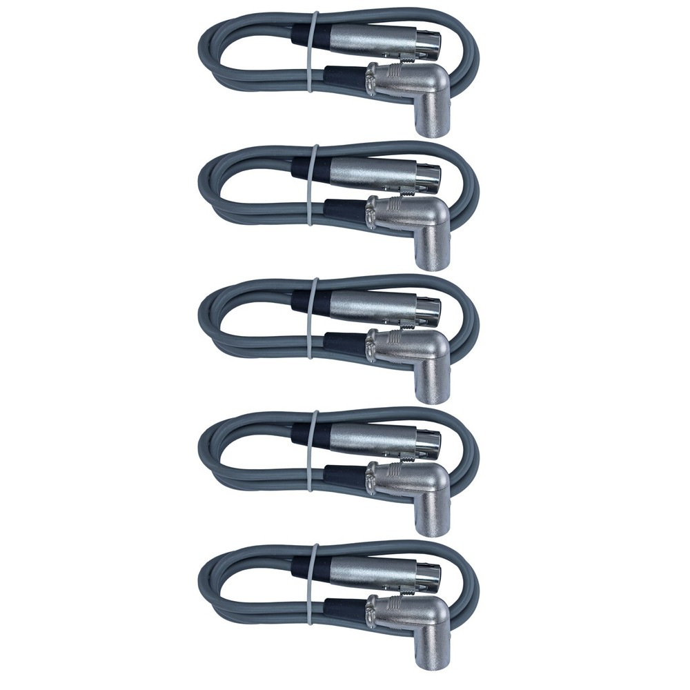 5 pack 6 ft foot gray right to straight male female XLR microphone cables cords