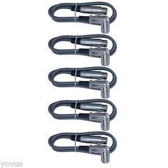 5 pack 6 ft foot gray right to straight male female XLR microphone cables cords