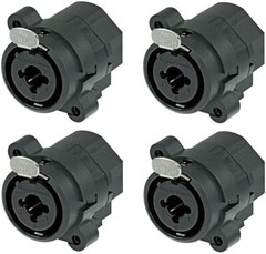 (4 Pack) Neutrik NCJ6FI-S Hybrid XLR-F & 1/4 Plug Panel Mount Jacks, Solder Cups