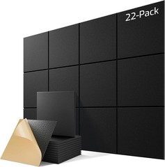High-Density Soundproof Panels 12“ x 12“ for Elegant Noise Reduction – 22 Pack