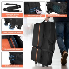 Rolling DJ Controller Case for DDJ-400/800/1000 FLX4 REV7 REV5 GRV6 Bag