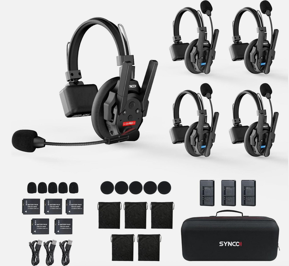 SYNCO XTALK XPRO5 Wireless Intercom Headset System 2.4GHz 500m/1640ft 5 Person