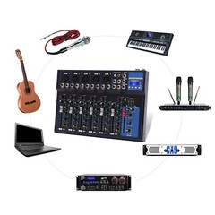 7-Channel Bluetooth Portable Audio Mixer USB DJ Sound Mixing Console Board