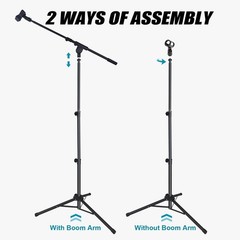 GLEAM Microphone Stand – Tripod Boom Arm Mic Stand with Carrying Bag, 2 Mic C…