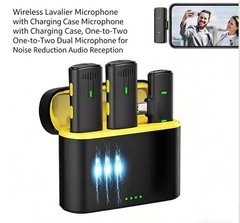 2in1 Wireless Lapel Microphone Noise Cancelling Recording Mic with Charging Box
