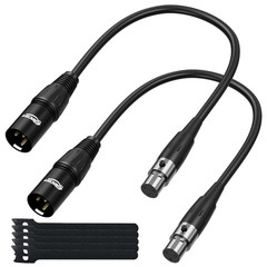 3 Pin XLR Male to Mini XLR Female (TA3F) Microphone Cable Adapter 3 Ft/2 Pack…