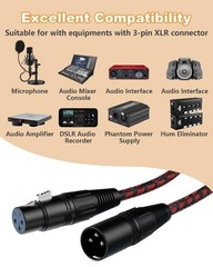 XLR Cables 2ft, 2-Pack Male to Female Microphone Patch Cords for DMX512