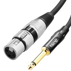 Tisino Female XLR to 1/4 (6.35mm) TS Mono Jack Unbalanced 10 feet, Black