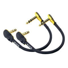 WJSTN 1/4 Inch Right Angle TRS Stereo Dual Channel Guitar Flat Patch Cable Low P