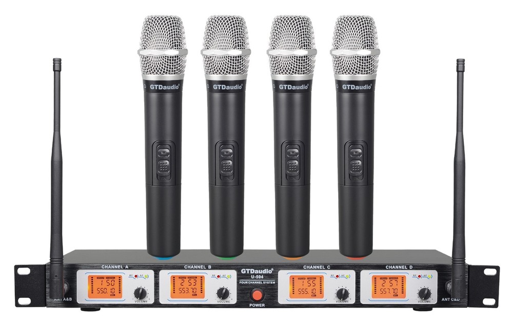 GTD Audio 4 Channel UHF Handheld Wireless Microphone System Mic (Brand New) 504H
