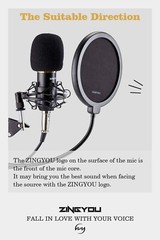 ZINGYOU Condenser Microphone Bundle, ZY-007 Professional Cardioid Studio Mic