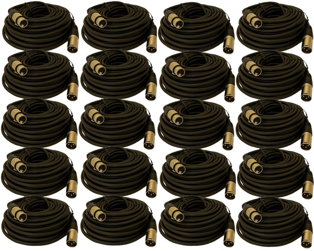 20 PACK 15 Ft Foot 3-Pin XLR Male to Female Mic Extension Microphone Audio Cable