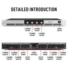 RAX-4 Class D 2500W 4 Channels 1U Professional High Digital Power Amplifier