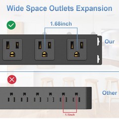 8 Outlet Power Strip Surge Protector, 6 Feet Metal Power Strip Heavy Duty wit…