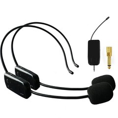 Wireless Microphone System for 2 People, 2.4G Dual Headset Black