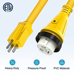 50 Amp to 15 Amp 110V RV 15M/50F 12″ (No Surge Protector, LED Indicator)