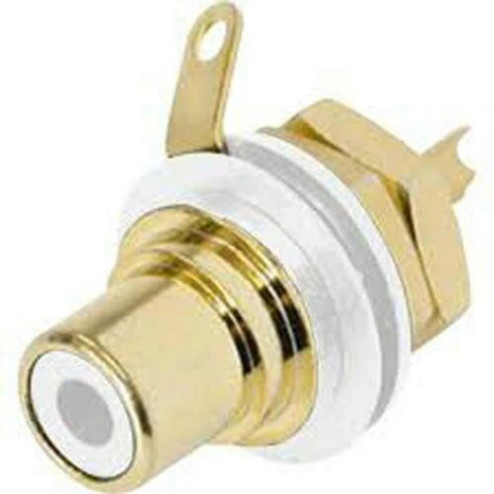 REAN NYS367-9 RCA Panel Mount Jack w/ Gold Plated Contacts – WHITE INSERT