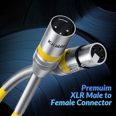 Cable de micrófono XLR premium de 25 pies, resistente, 22 AWG OFC, blindado de 3