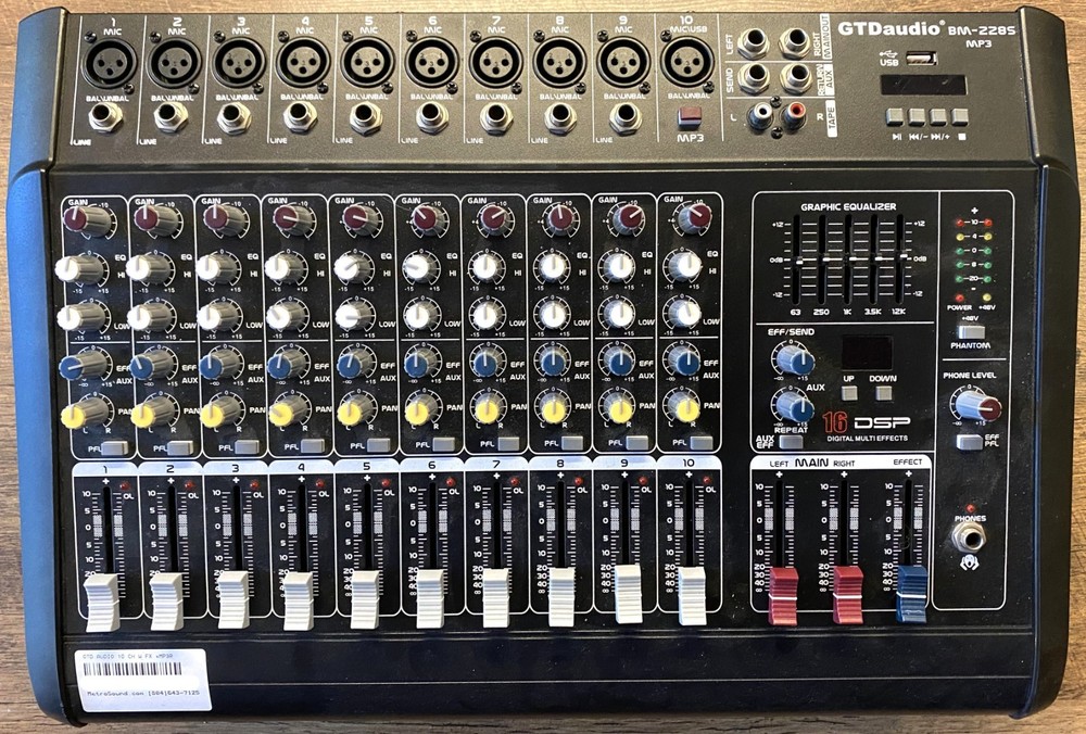 GTD Audio BM-228S MP3 10-Channel 500-Watt DSP Professional Powered Mixer