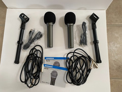 SAMSON Q2U Dynamic USB/XLR Handheld wired Microphones x 2 + Metal Cantilevers