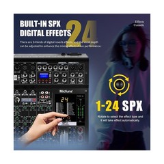 X16 DJ Console Mixer 24 bit 16-Input 6-Bus Mixer with Effects with Sound Board