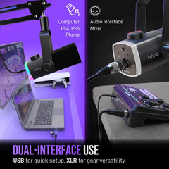 Gaming Microphone Kit, XLR/USB Dynamic PC Microphone with Boom Arm