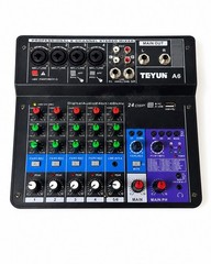 TEYUN A6 6-Channel Stereo Mixer DSP Phantom Power 24-bit/48kHz