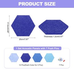 Acoustic Panels with 7 Push Pins (Dark Blue,Sky Blue,Blue,Light Blue)