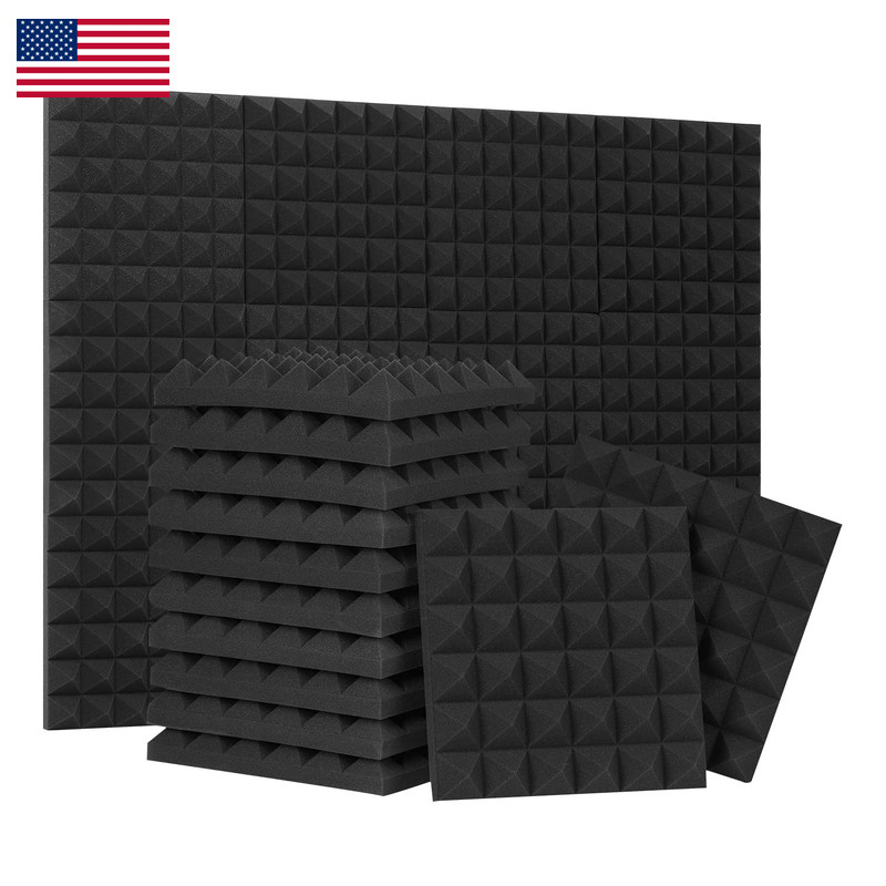 Sd Sodoct 24 Pack Black 12 X 12 X 2 Inches Pyramid Designed Acoustic Foam