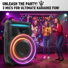 Portable Bluetooth Speaker 18in Sub woofer Deep Bass Sound Party System w/ Mic